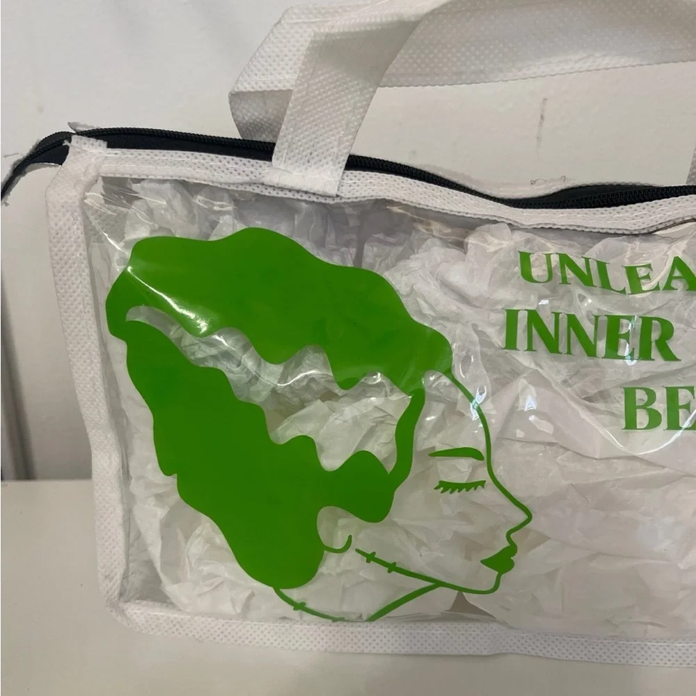 Clear bride of Frankenstein make up bag- “It’s alive!” Zipper charm handmade! - Picture 3 of 7